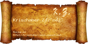 Kriszhaber Zénó névjegykártya